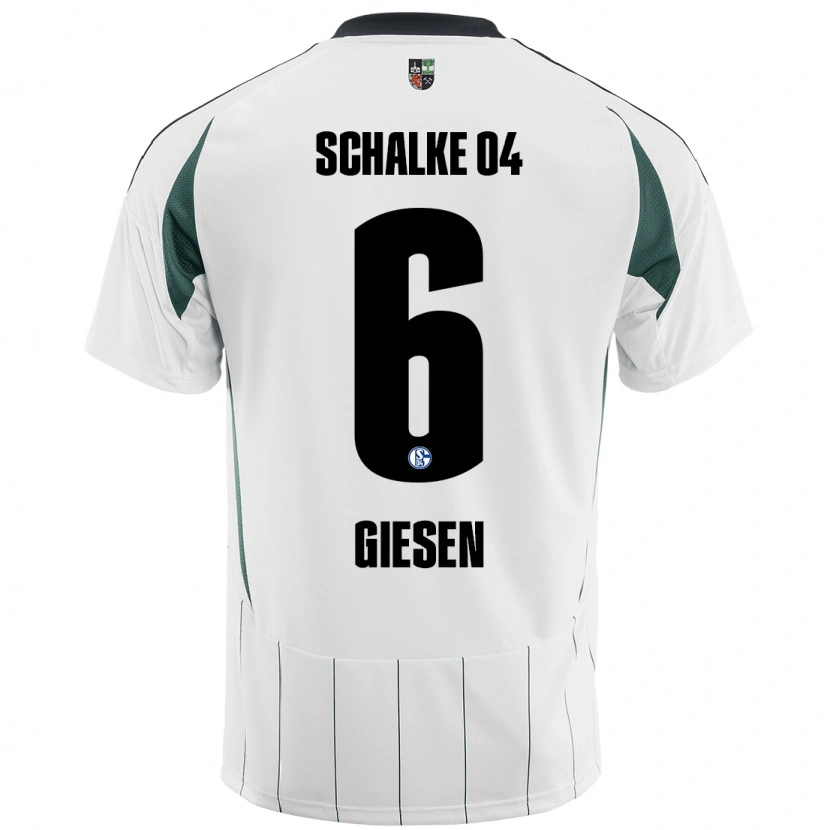 Danxen Homme Maillot Tim Giesen #6 Blanc Vert Tenues Extérieur 2024/25 T-Shirt