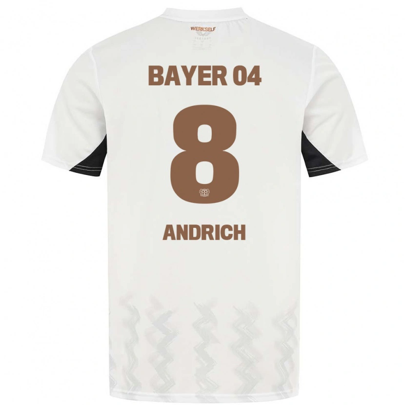 Danxen Homme Maillot Robert Andrich #8 Blanc Noir Tenues Extérieur 2024/25 T-Shirt