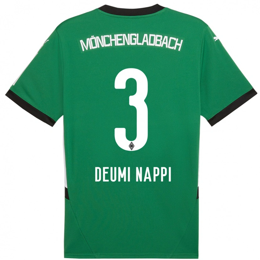 Danxen Homme Maillot Dimitrie Deumi Nappi #3 Vert Blanc Tenues Extérieur 2024/25 T-Shirt