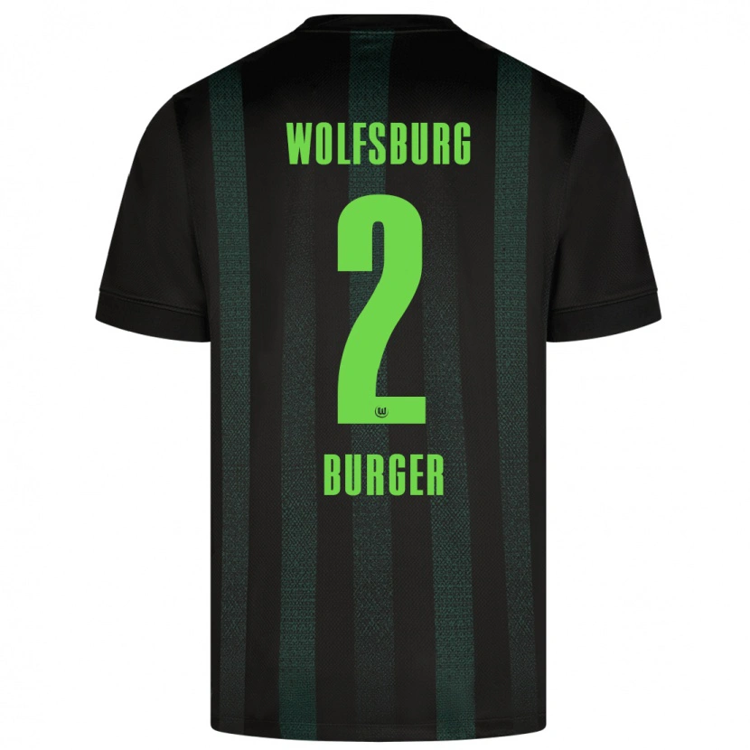 Danxen Homme Maillot Jan Bürger #2 Vert Foncé Tenues Extérieur 2024/25 T-Shirt