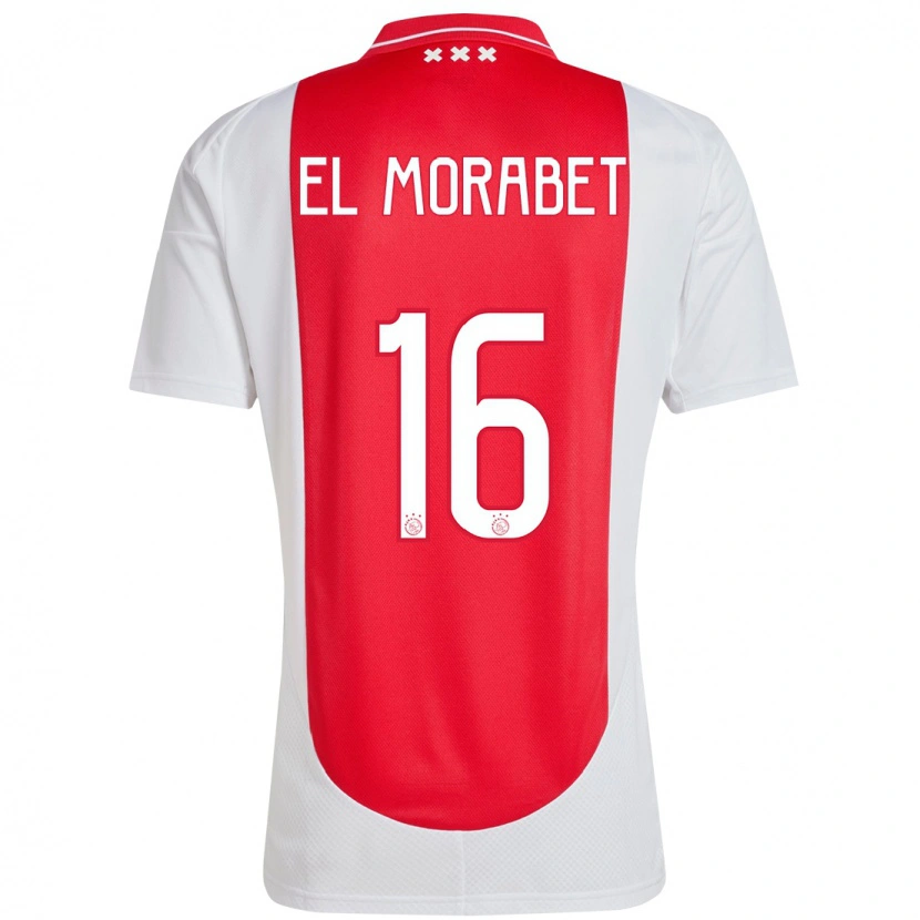 Danxen Femme Maillot Younes El Morabet #16 Rouge Blanc Tenues Domicile 2024/25 T-Shirt