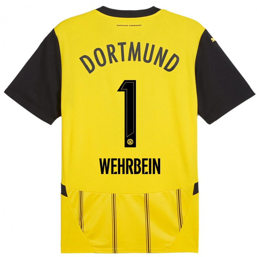 Danxen Femme Maillot Jan-Mattis Wehrbein #1 Jaune Noir Tenues Domicile 2024/25 T-Shirt