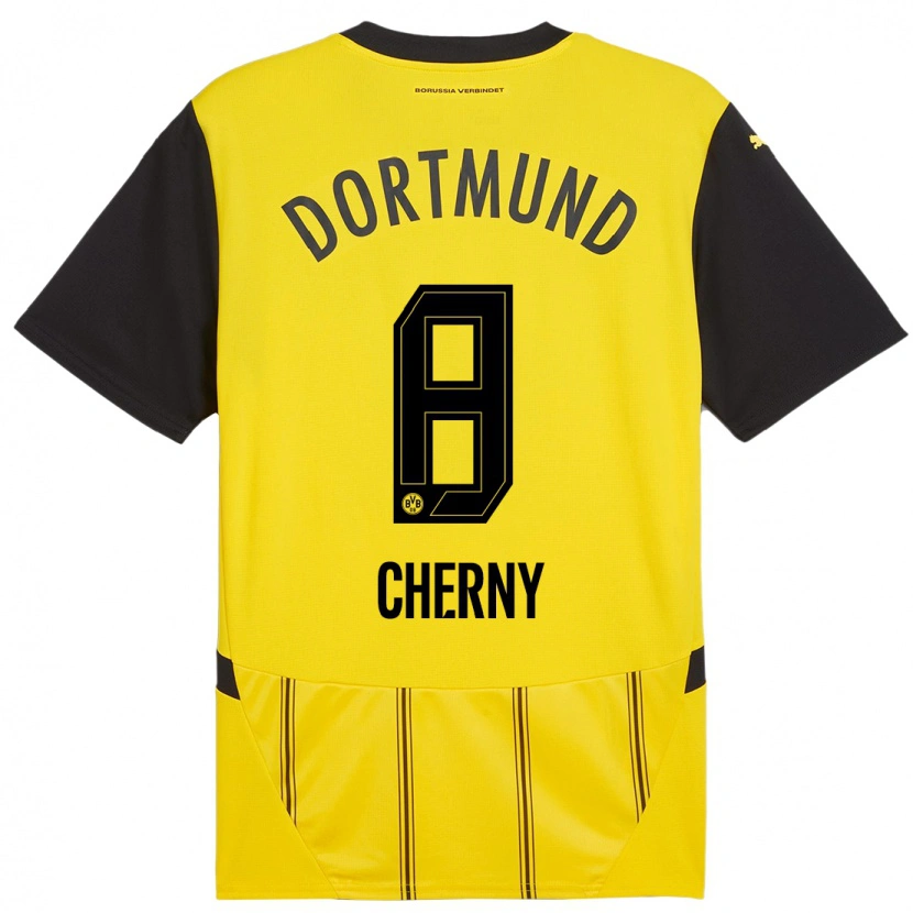 Danxen Femme Maillot Nick Cherny #8 Jaune Noir Tenues Domicile 2024/25 T-Shirt