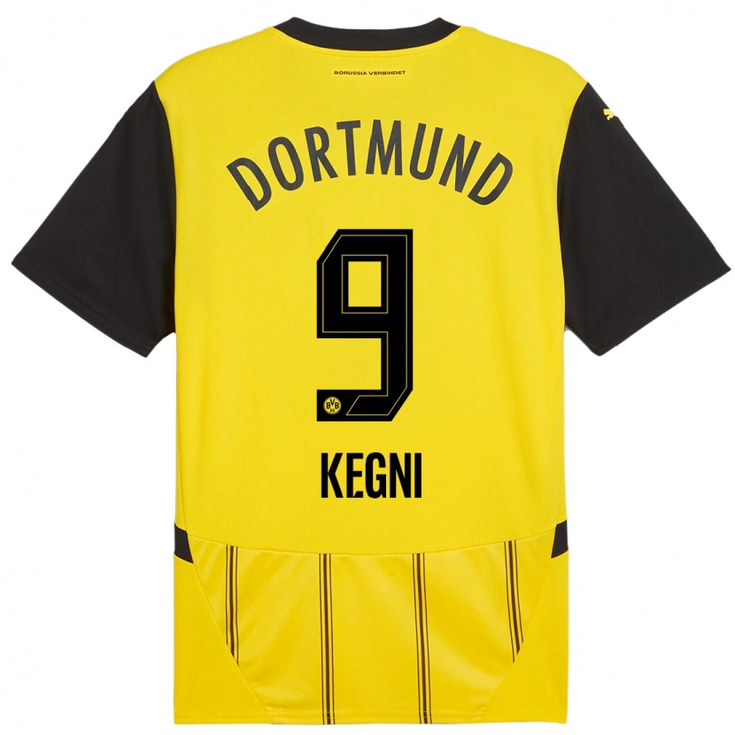 Danxen Femme Maillot Pharell Kegni #9 Jaune Noir Tenues Domicile 2024/25 T-Shirt