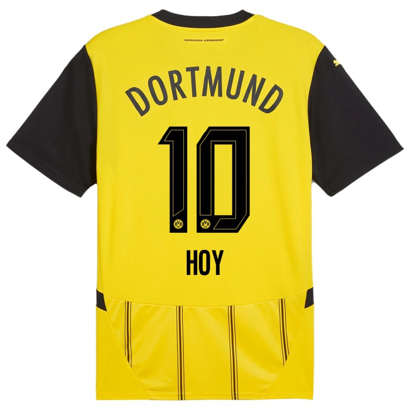 Danxen Femme Maillot Justin Hoy #10 Jaune Noir Tenues Domicile 2024/25 T-Shirt