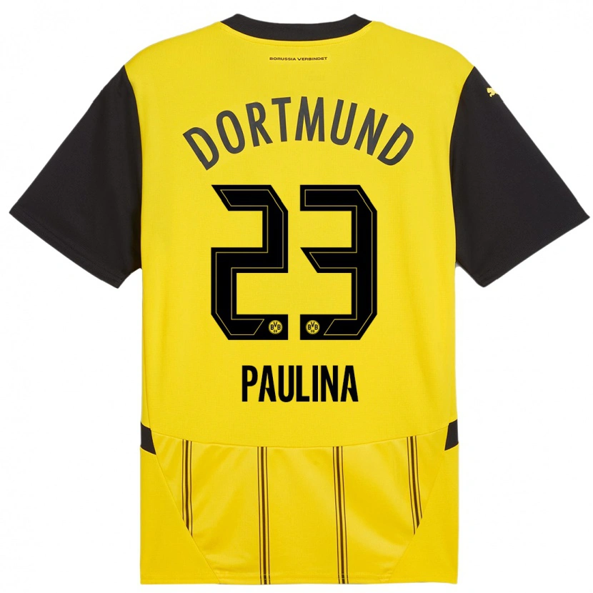 Danxen Femme Maillot Jordi Paulina #23 Jaune Noir Tenues Domicile 2024/25 T-Shirt