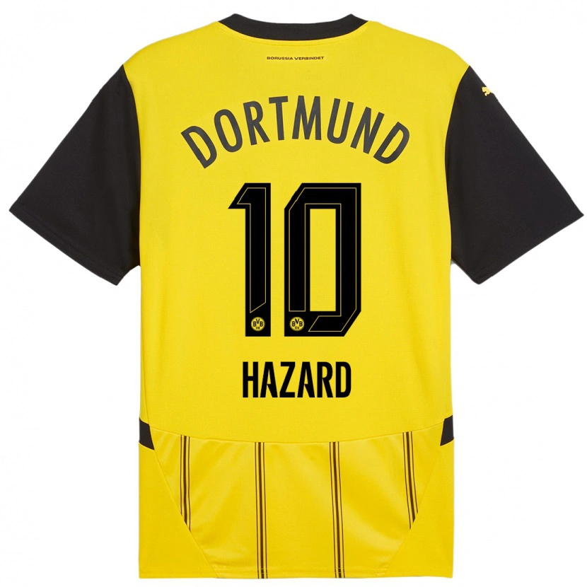 Danxen Femme Maillot Thorgan Hazard #10 Jaune Noir Tenues Domicile 2024/25 T-Shirt