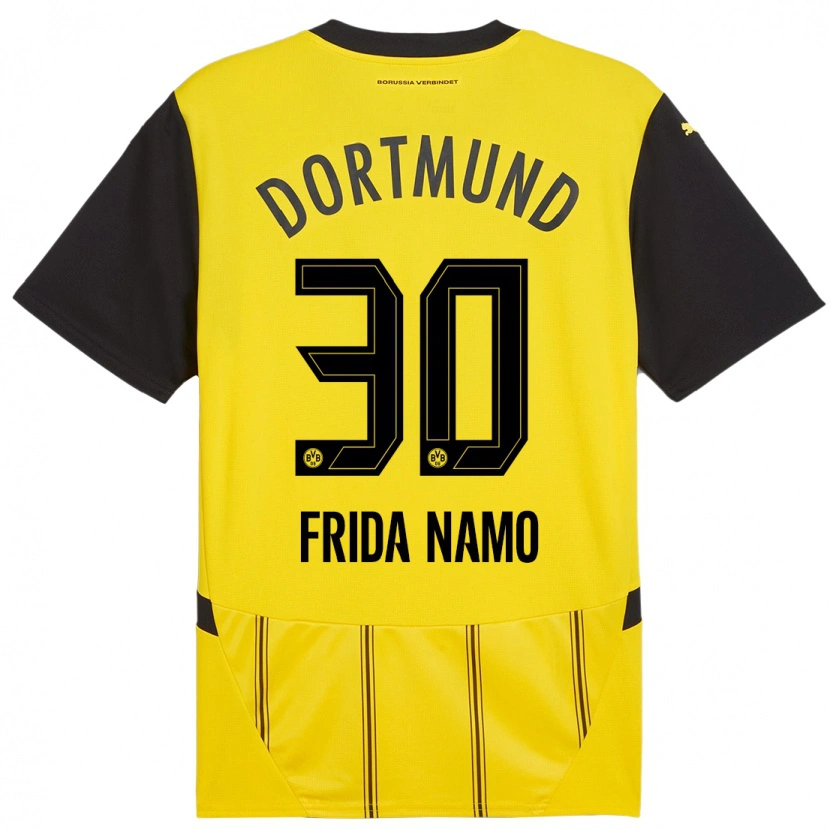 Danxen Femme Maillot Ronning Frida Namo #30 Jaune Noir Tenues Domicile 2024/25 T-Shirt