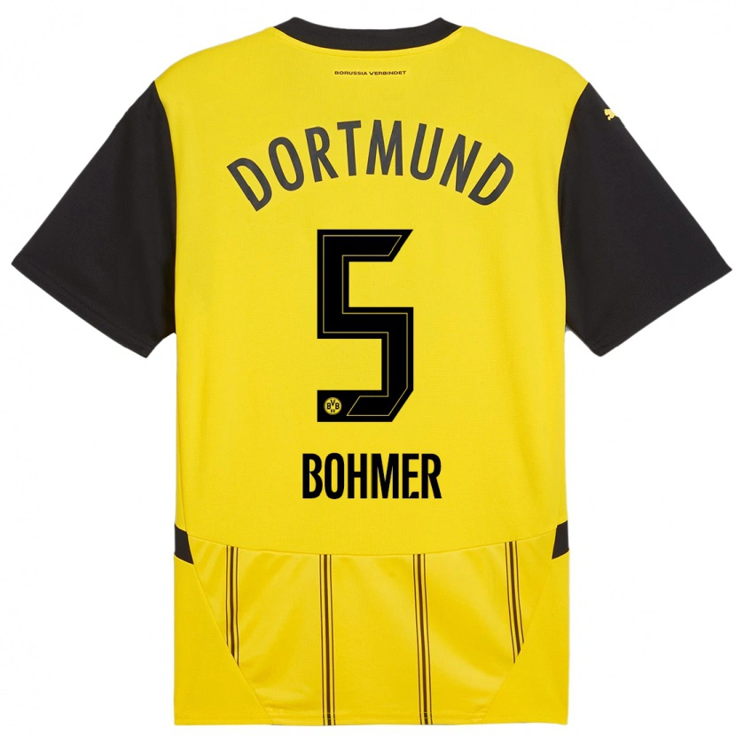 Danxen Femme Maillot Tim Bohmer #5 Jaune Noir Tenues Domicile 2024/25 T-Shirt