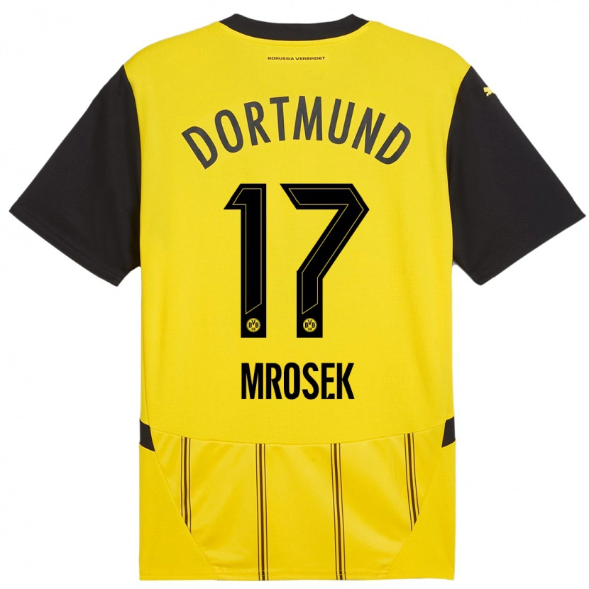 Danxen Femme Maillot Noah Mrosek #17 Jaune Noir Tenues Domicile 2024/25 T-Shirt