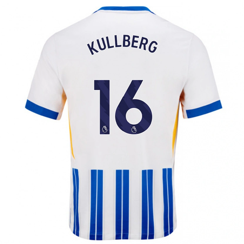 Danxen Femme Maillot Emma Nanny Charlotte Kullberg #16 Blanc Bleu À Rayures Fines Tenues Domicile 2024/25 T-Shirt