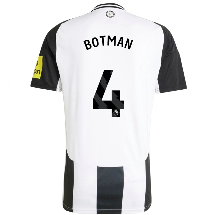 Danxen Femme Maillot Sven Botman #4 Blanc Noir Tenues Domicile 2024/25 T-Shirt
