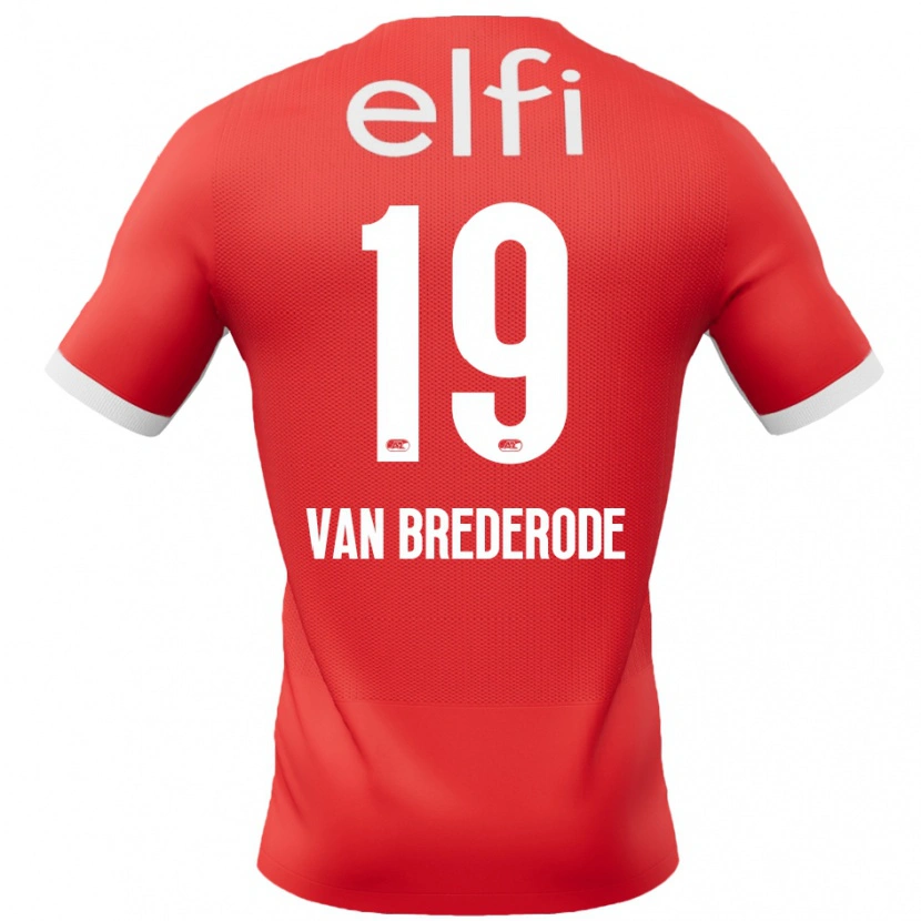 Danxen Femme Maillot Myron Van Brederode #19 Rouge Blanc Tenues Domicile 2024/25 T-Shirt