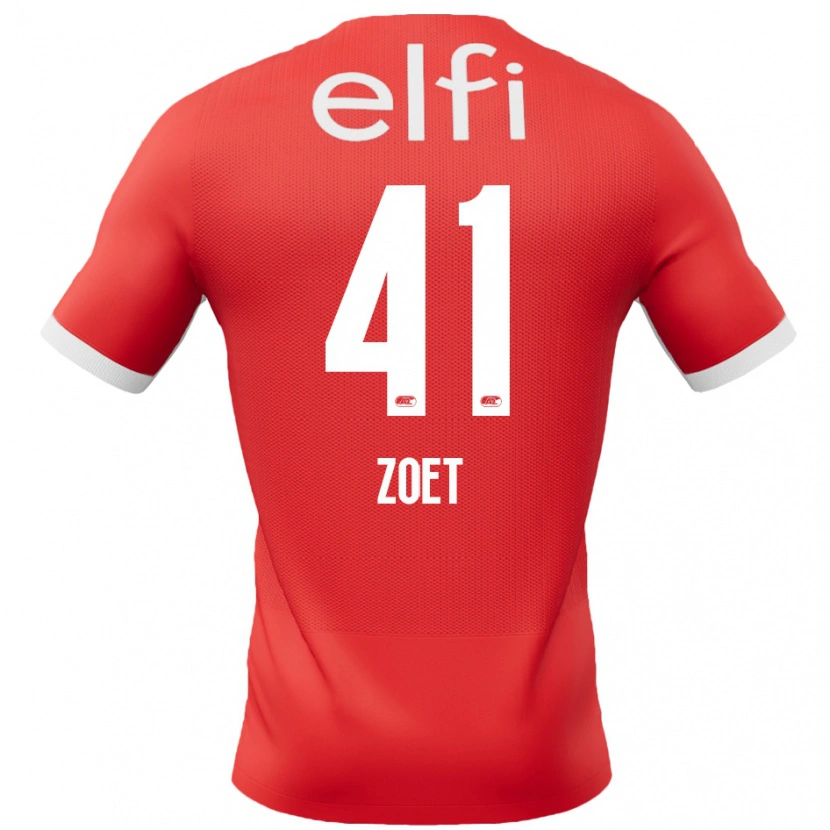 Danxen Femme Maillot Jeroen Zoet #41 Rouge Blanc Tenues Domicile 2024/25 T-Shirt