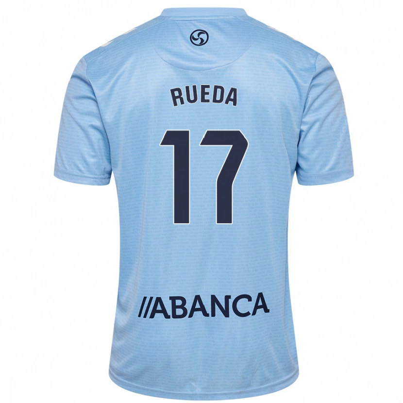 Danxen Femme Maillot Javi Rueda #17 Bleu Ciel Tenues Domicile 2024/25 T-Shirt
