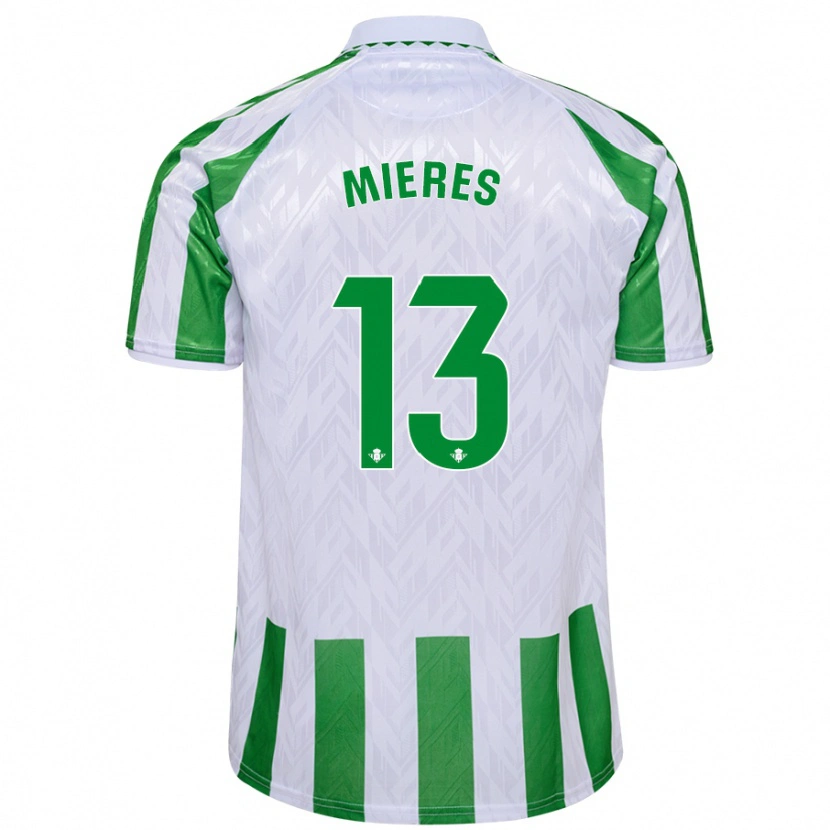 Danxen Femme Maillot Malena Mieres #13 Rayures Vertes Et Blanches Tenues Domicile 2024/25 T-Shirt