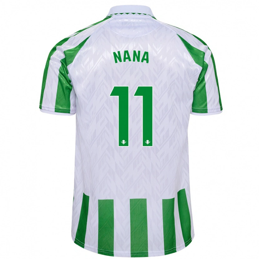 Danxen Femme Maillot Nuria Ligero Fernández #11 Rayures Vertes Et Blanches Tenues Domicile 2024/25 T-Shirt