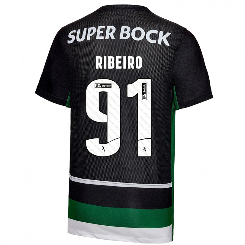 Danxen Femme Maillot Rodrigo Ribeiro #91 Noir Blanc Vert Tenues Domicile 2024/25 T-Shirt