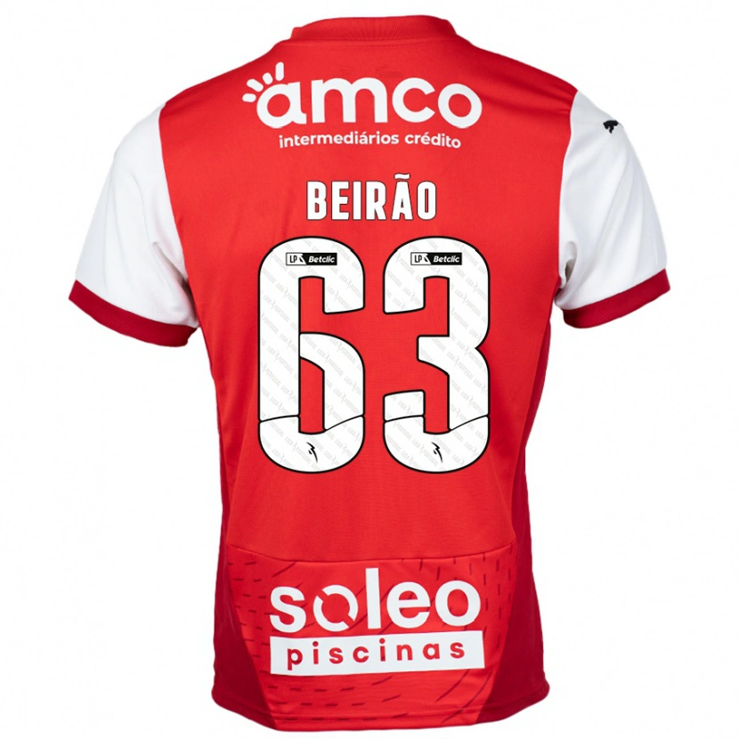 Danxen Femme Maillot Rodrigo Beirão #63 Rouge Blanc Tenues Domicile 2024/25 T-Shirt