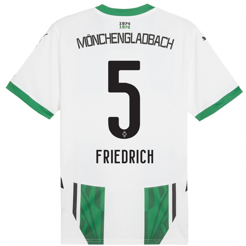 Danxen Femme Maillot Marvin Friedrich #5 Blanc Vert Tenues Domicile 2024/25 T-Shirt