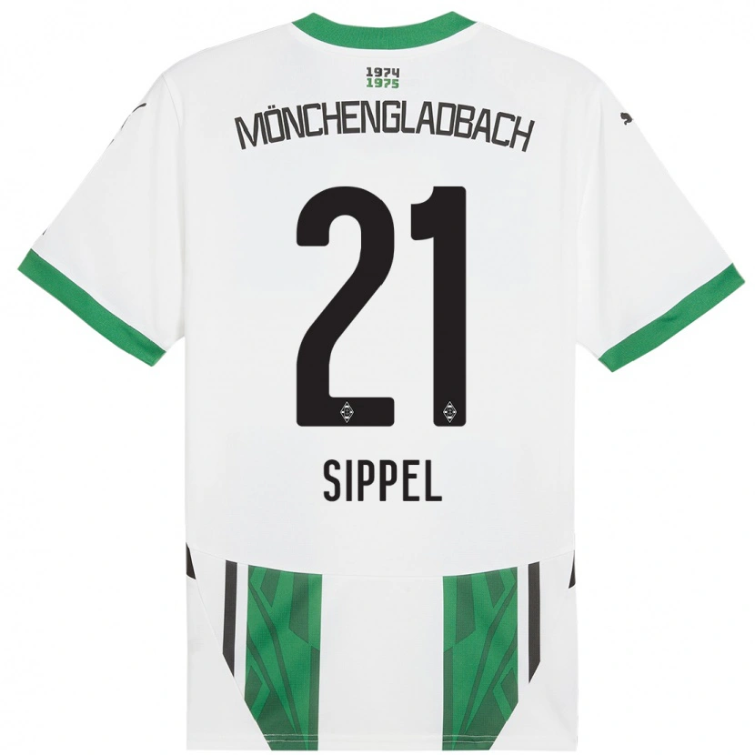 Danxen Femme Maillot Tobias Sippel #21 Blanc Vert Tenues Domicile 2024/25 T-Shirt