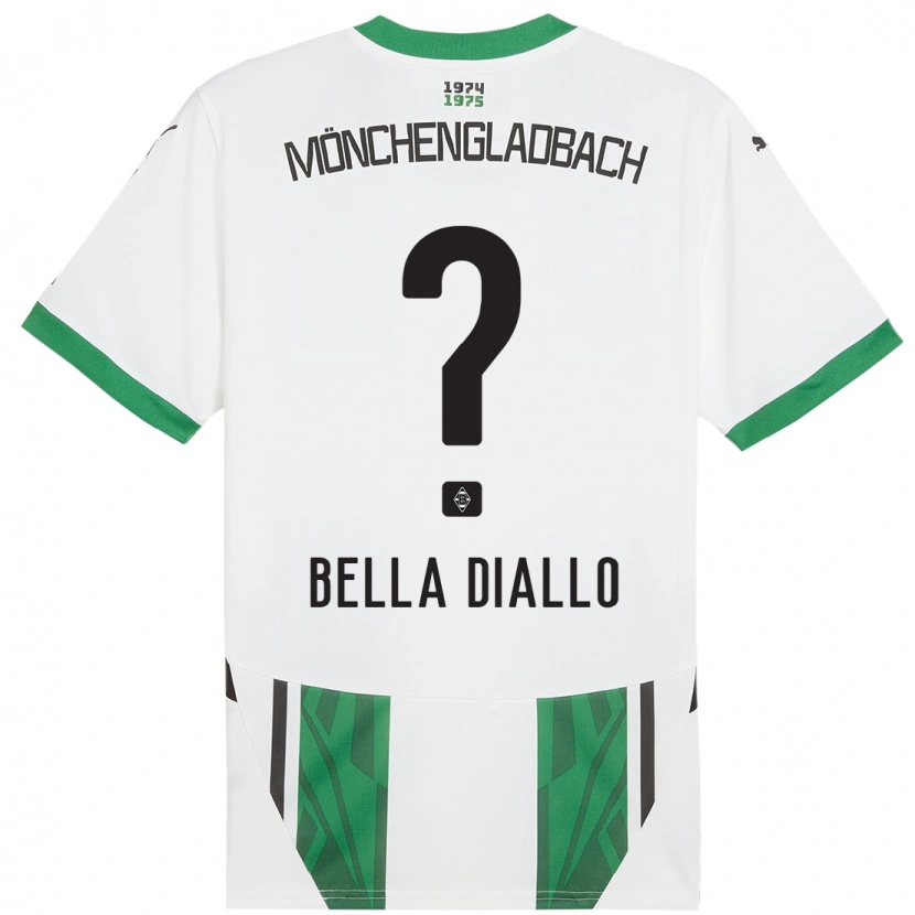 Danxen Femme Maillot Oumar Bella Diallo #0 Blanc Vert Tenues Domicile 2024/25 T-Shirt