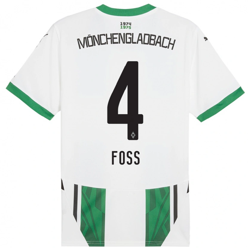 Danxen Femme Maillot Jonathan Foss #4 Blanc Vert Tenues Domicile 2024/25 T-Shirt