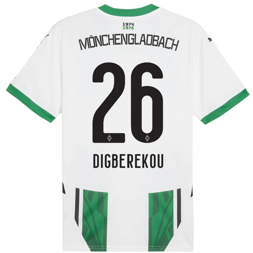 Danxen Femme Maillot Ibrahim Digberekou #26 Blanc Vert Tenues Domicile 2024/25 T-Shirt
