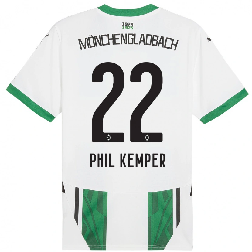 Danxen Femme Maillot Phil Kemper #22 Blanc Vert Tenues Domicile 2024/25 T-Shirt