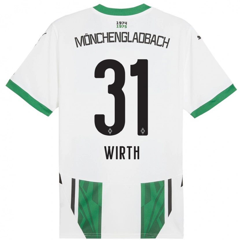 Danxen Femme Maillot Linus Wirth #31 Blanc Vert Tenues Domicile 2024/25 T-Shirt