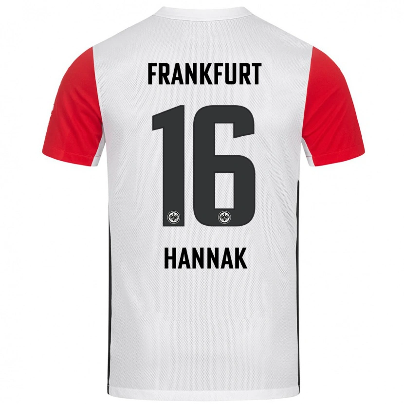 Danxen Femme Maillot Tim Hannak #16 Blanc Rouge Tenues Domicile 2024/25 T-Shirt