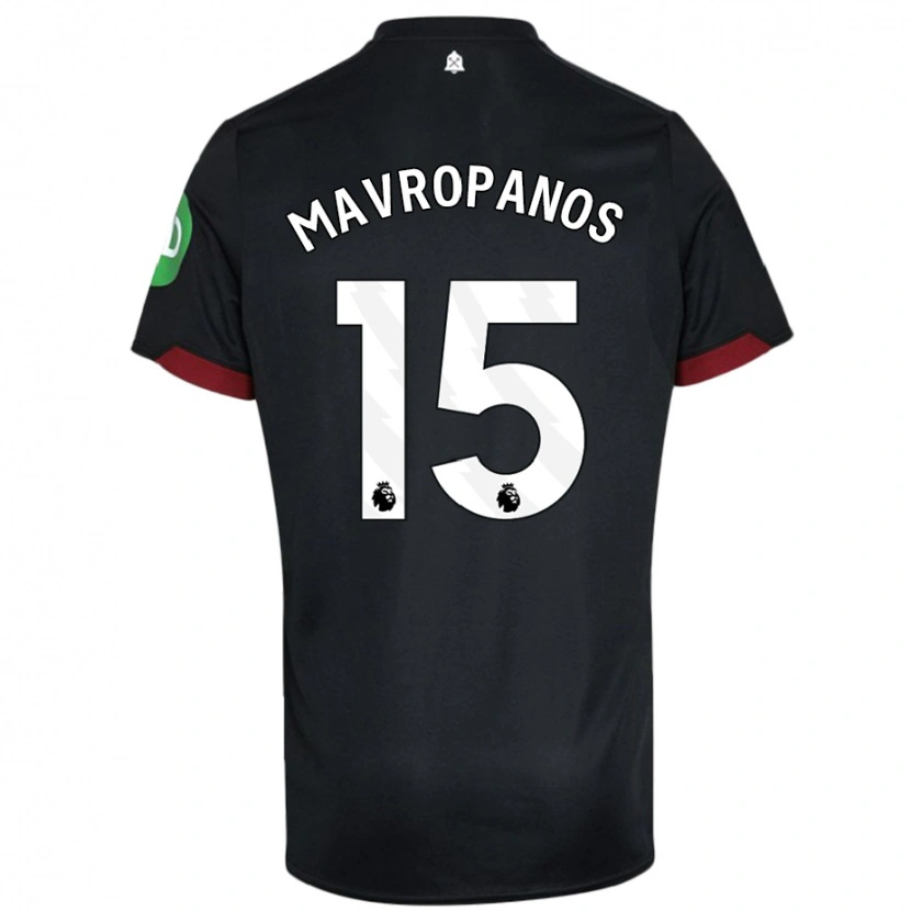 Danxen Femme Maillot Konstantinos Mavropanos #15 Noir Blanc Tenues Extérieur 2024/25 T-Shirt