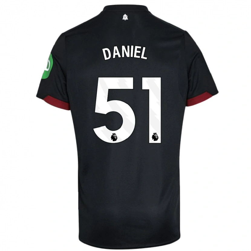 Danxen Femme Maillot Daniel Chesters #51 Noir Blanc Tenues Extérieur 2024/25 T-Shirt