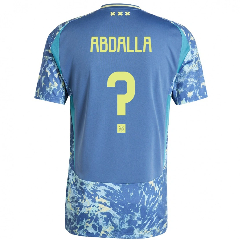 Danxen Femme Maillot Mohamed Abdalla #0 Gris Bleu Jaune Tenues Extérieur 2024/25 T-Shirt