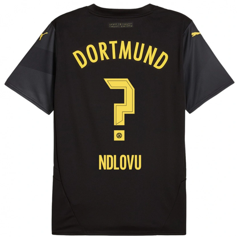 Danxen Femme Maillot Desmond Ndlovu #0 Noir Jaune Tenues Extérieur 2024/25 T-Shirt