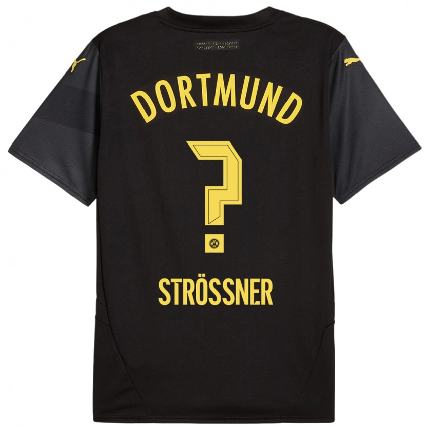 Danxen Femme Maillot Lenni Strößner #0 Noir Jaune Tenues Extérieur 2024/25 T-Shirt