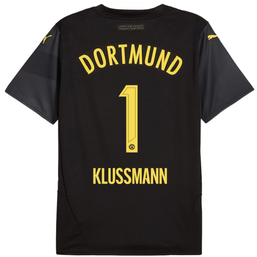 Danxen Femme Maillot Leon Klußmann #1 Noir Jaune Tenues Extérieur 2024/25 T-Shirt