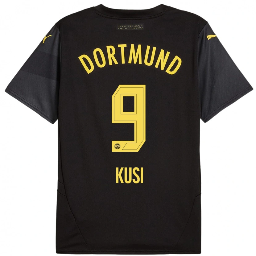 Danxen Femme Maillot Jemain Kusi #9 Noir Jaune Tenues Extérieur 2024/25 T-Shirt