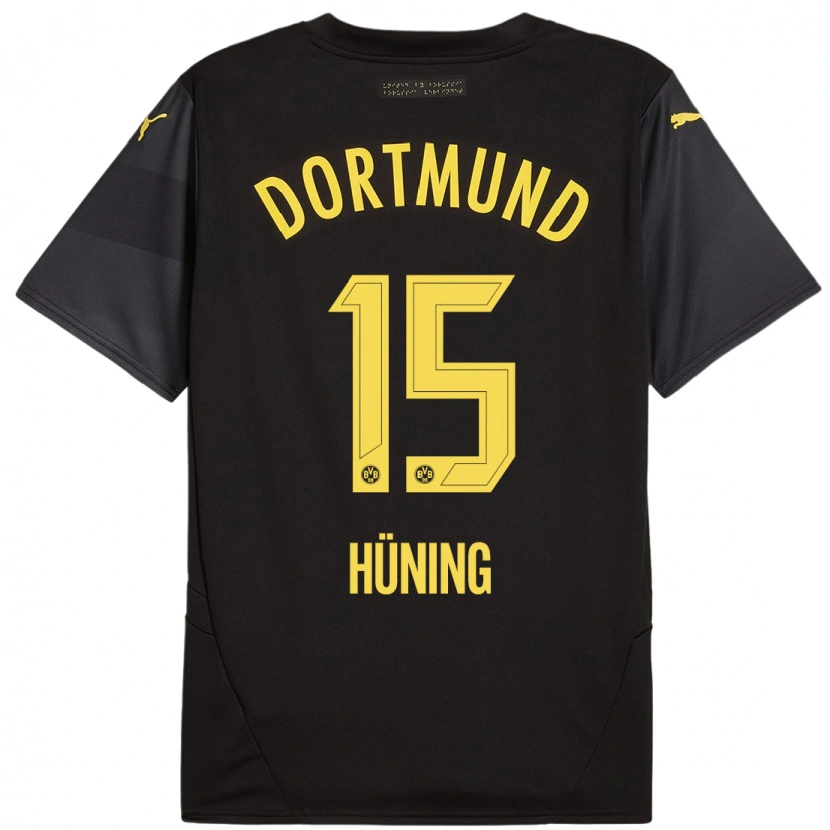 Danxen Femme Maillot Ben Hüning #15 Noir Jaune Tenues Extérieur 2024/25 T-Shirt