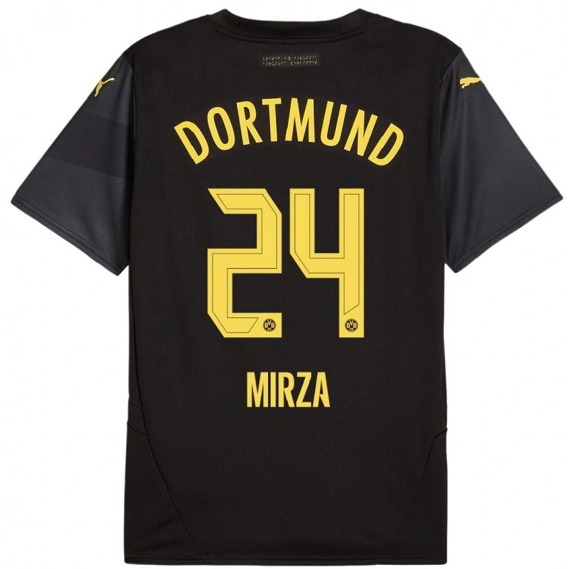 Danxen Femme Maillot Marwan-Omir Mirza #24 Noir Jaune Tenues Extérieur 2024/25 T-Shirt