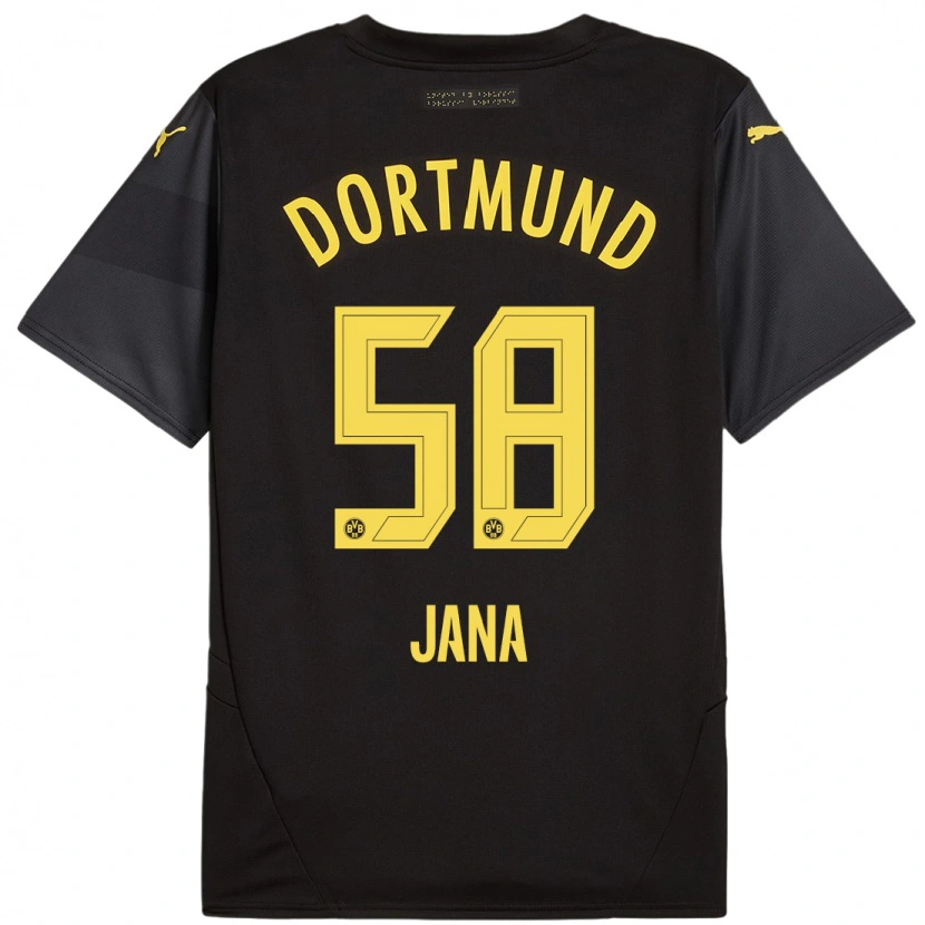 Danxen Femme Maillot Nordberg Jana #58 Noir Jaune Tenues Extérieur 2024/25 T-Shirt