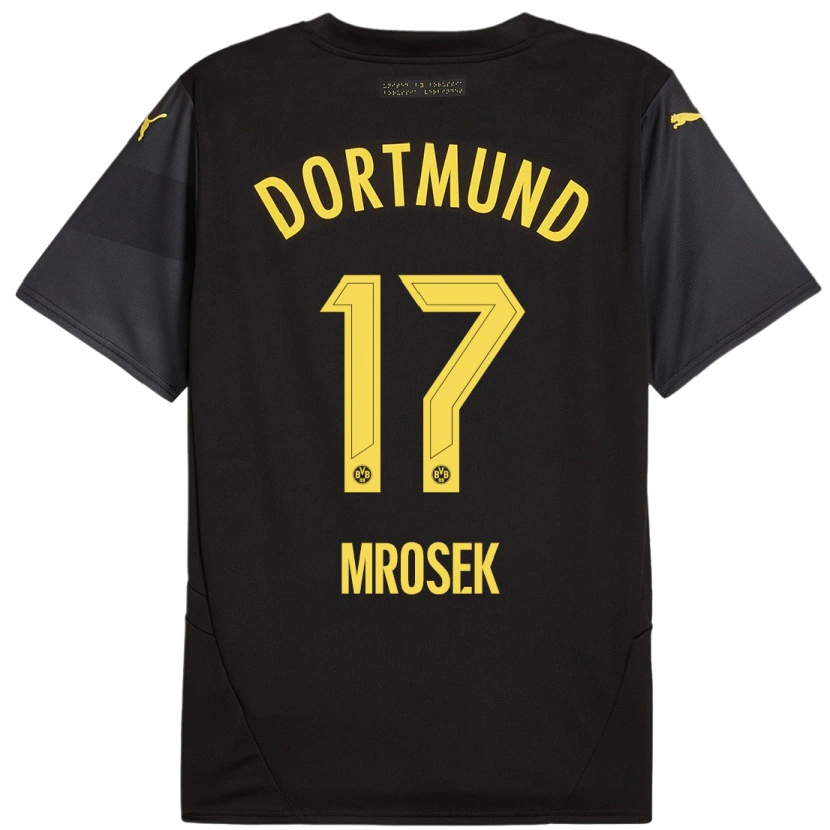 Danxen Femme Maillot Noah Mrosek #17 Noir Jaune Tenues Extérieur 2024/25 T-Shirt