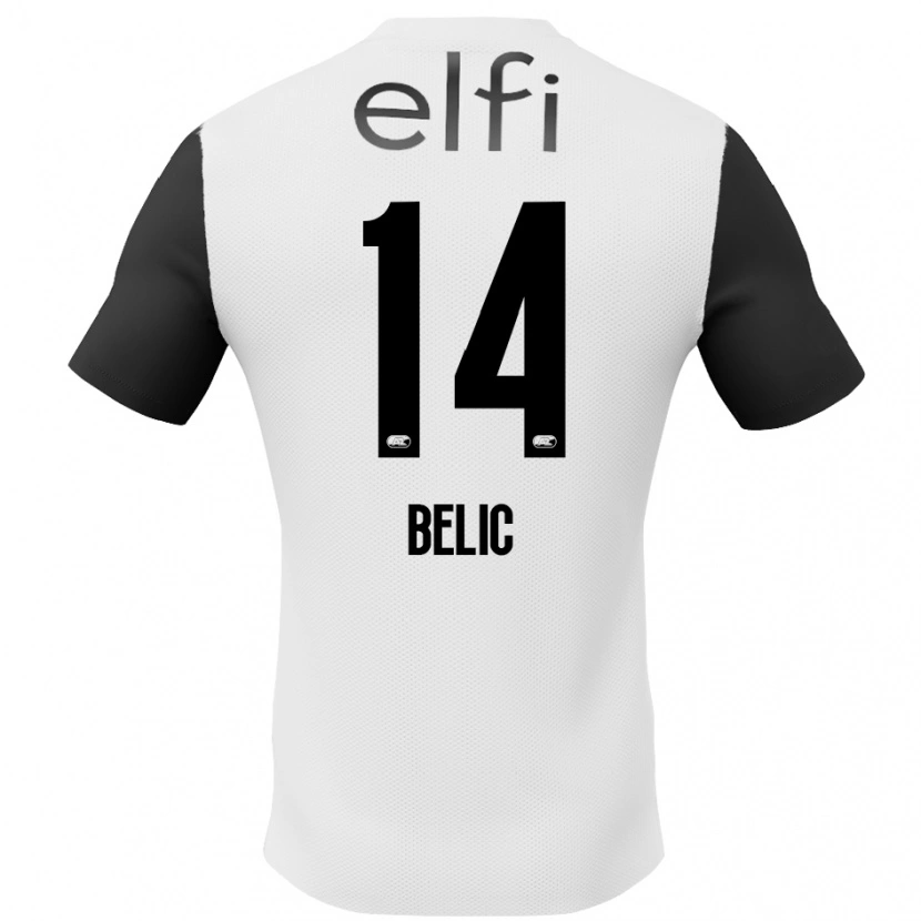 Danxen Femme Maillot Kristijan Belic #14 Blanc Noir Tenues Extérieur 2024/25 T-Shirt