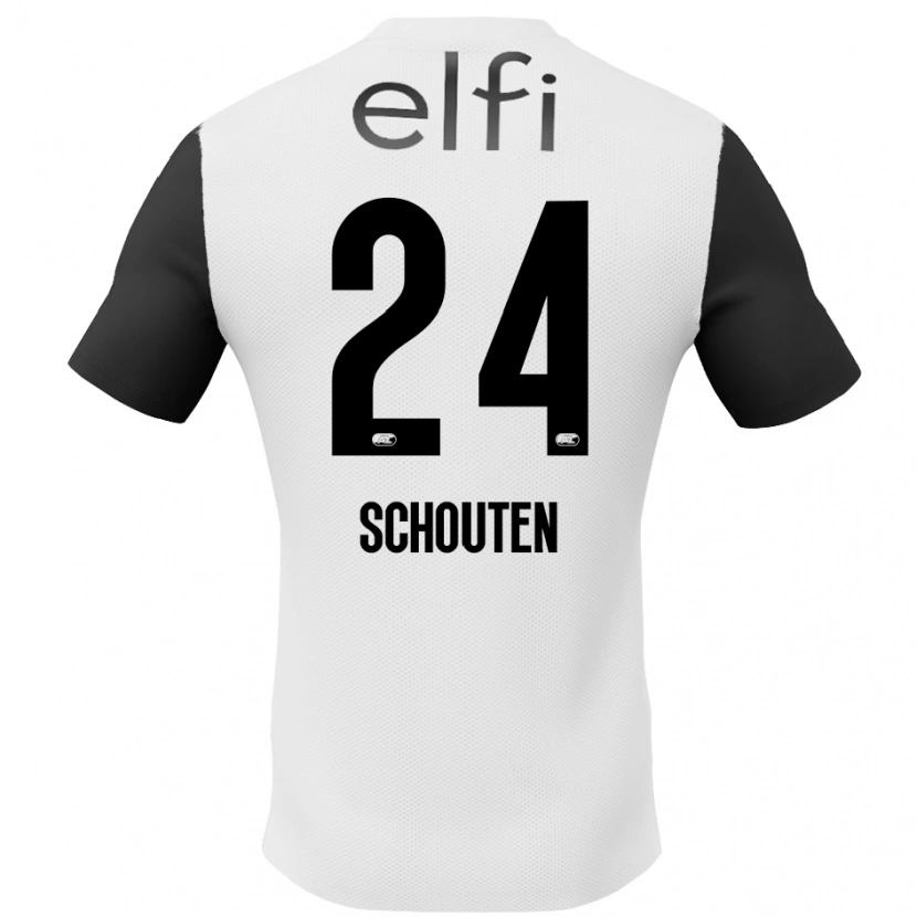 Danxen Femme Maillot Lewis Schouten #24 Blanc Noir Tenues Extérieur 2024/25 T-Shirt