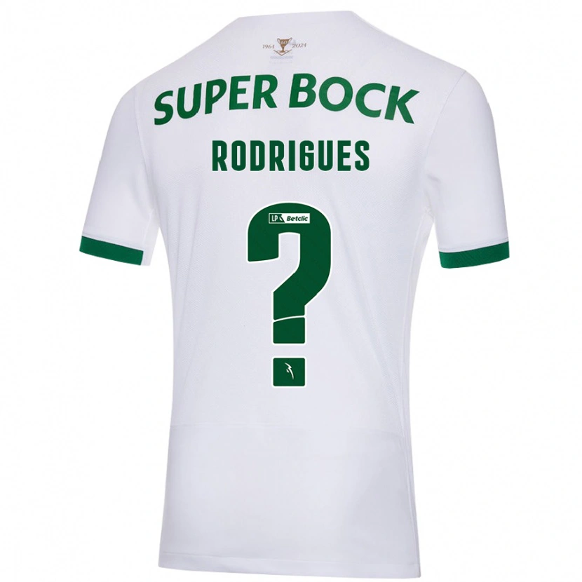 Danxen Femme Maillot João Rodrigues #0 Blanc Vert Tenues Extérieur 2024/25 T-Shirt