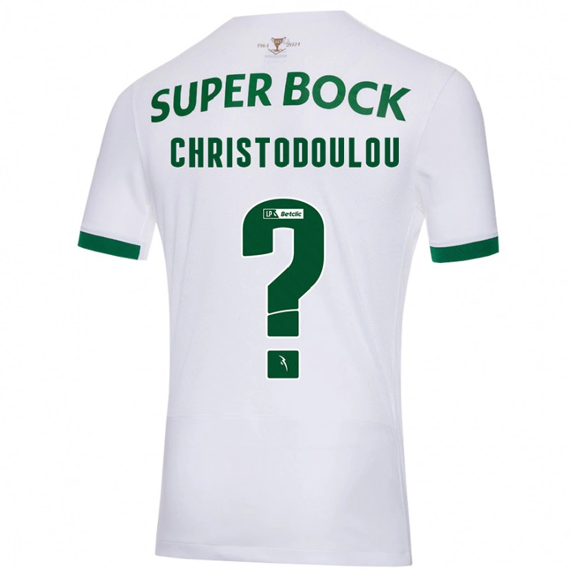 Danxen Femme Maillot Argyris Christodoulou #0 Blanc Vert Tenues Extérieur 2024/25 T-Shirt