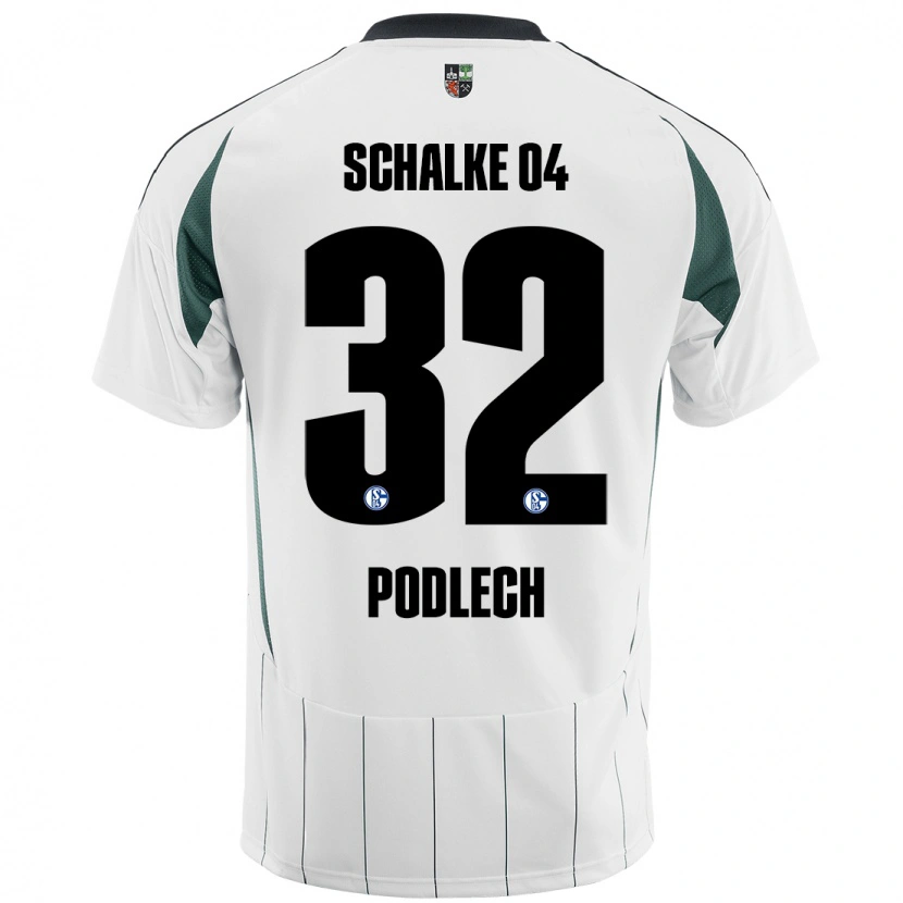 Danxen Femme Maillot Luca Podlech #32 Blanc Vert Tenues Extérieur 2024/25 T-Shirt