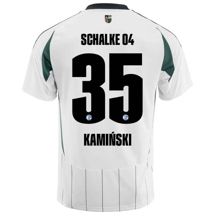 Danxen Femme Maillot Marcin Kaminski #35 Blanc Vert Tenues Extérieur 2024/25 T-Shirt