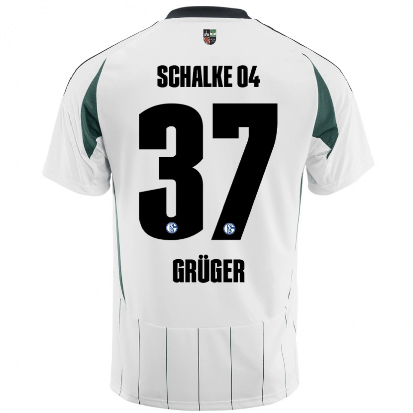 Danxen Femme Maillot Max Grüger #37 Blanc Vert Tenues Extérieur 2024/25 T-Shirt
