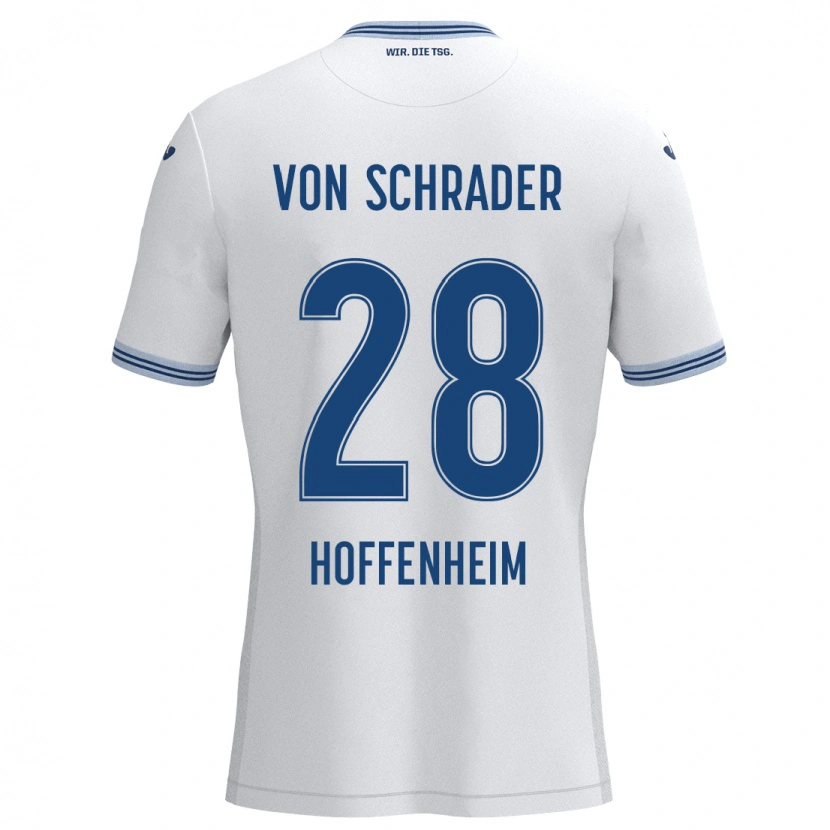 Danxen Femme Maillot Lina Von Schrader #28 Blanc Bleu Tenues Extérieur 2024/25 T-Shirt